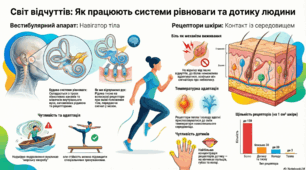 Сенсорні системи смаку, нюху, рівноваги, руху, дотику, температури, болю
