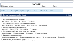 Річна підсумкова контрольна робота з хімії • 10 клас