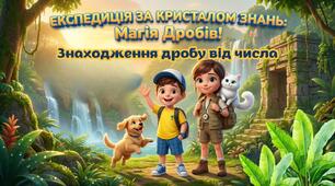 «Експедиція за кристалом знань: магія дробів» (Знаходження дробу від числа)