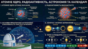 Атомне ядро. Радіоактивність. Основи практичної астрономії. Сонячні і місячні затемнення. Типи календарів. (контрольна робота).