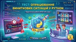 Практична робота №37. Опрацювання виняткових ситуацій
