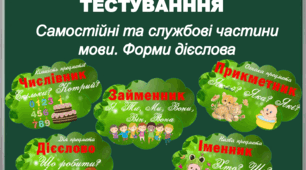 Самостійні та службові частини мови. Форми дієслова