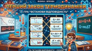 На встановлення відповідності "Перший закон термодинаміки"
