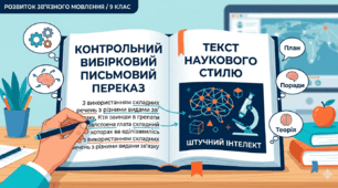 РМ. Контрольний вибірковий письмовий переказ тексту наукового стилю (з використанням складних речень з різними видами зв’язку).