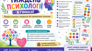 Тиждень психології в гімназії. План, заходи, демонстраційний та роздаткові матеріали, зразок звіту. Розраховано на робоче навантаження 0,5 ставки