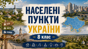 Робочий аркуш - "Населені пункти України" - 8 клас