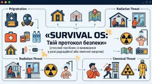 Інфографіка  «SURVIVAL OS: Твій протокол безпеки»(стислий посібник із виживання у разі радіаційної або хімічної загрози)