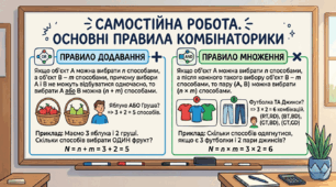 Самостійна робота. Основні правила комбінаторики