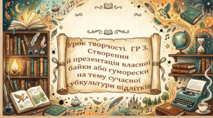Урок творчості.  ГР 3. Створення й презентація власної байки або гуморески на тему сучасної субкультури підлітків (презентація)