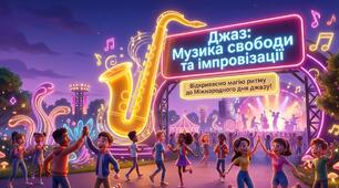 ✨СУЧАСНА анімована презентація на 39 слайдів 💃30 квітня - Джаз: музика свободи та імпровізації🎷🎶Цікава інформація✨ Інтерактивні ігри🚦💡