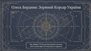 Олесь Бердник «Хто зважиться – вогняним наречеться». Нарис про письменника. Сюжет про фантастичну мандрівку до невідомих планет.