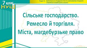 НУШ / Презентація «Сільське господарство. Ремесло й торгівля. Міста, магдебурзьке право»