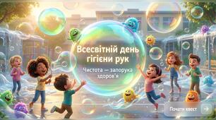🔬СУЧАСНА анімована презентація на 59 слайдів 📚5 травня - Всесвітній день гігієни рук 🧼 Чистота — запорука здоров’я📚Цікаві запитання🧠Цікава інформація 🌍Інтерактивні ігри 🚰