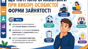 Тема 13. ЩО ПОТРІБНО ВРАХОВУВАТИ ПРИ ВИБОРІ ОСОБИСТОЇ ФОРМИ ЗАЙНЯТОСТІ(презентація+конспект), (підручник авт. Тетяна Гільберг, Ольга Суховій)