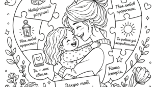 День матері ( розмальовки з побажаннями та словами вдячності )