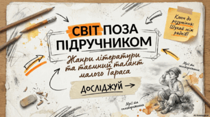 Презентація для НУШ «Світ поза підручником: Жанри літератури та таємний талант малого Тараса»(за повіданням Д. Красицького «Дитинство Тараса»)