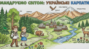 Навчальна розмальовка «Мандруємо світом: Українські Карпати»