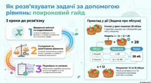 Інфографіка "Розвязування задач за допомогою рівнянь"