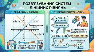 Розв'язування систем лінійних рівнянь. Графічний метод. Метод підстановки