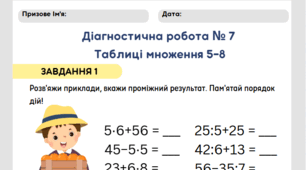 Діагностична робота №7 "Таблиця множення 5-8"