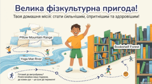 Урок фізичної культури для дистанційного формату з теми «Вправи для опанування навичками оволодіння м’ячем, елементи баскетболу» у вигляді квесту: «Велика фізкультурна пригода».