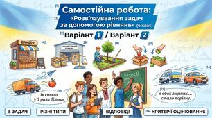Самостійної роботи з математики для 6 класу на тему «Розв'язування задач за допомогою рівнянь»(6 клас)