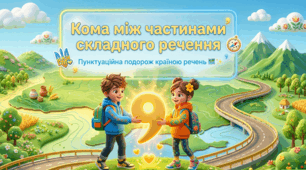 Анімована інтерактивна презентація “Кома між частинами складного речення” | 5 клас НУШ | Українська мова