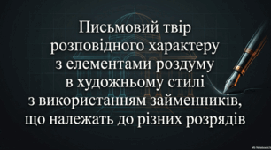 Гр3. Письмовий твір розповідного характеру з елементами роздуму в художньому стилі з використанням займенників, що належать до різних розрядів. 6 клас НУШ.