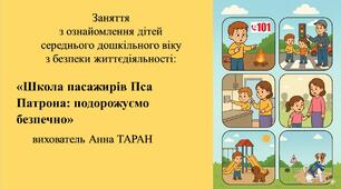 Конспект заняття для дітей середнього дошкільного віку з безпеки життєдіяльності: «Школа пасажирів Пса Патрона: подорожуємо безпечно»