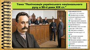 Політизація українського національного руху в 90-ті роки XIX ст. 9 клас (НУШ). Історія України. За підручником авторів Пометун О. та інші.