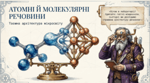 Презентація "Атомні та молекулярні речовини: Від невидимих частинок до властивостей матеріалів" (8 клас)