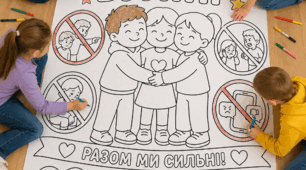 🎨 Велика розмальовка «Стоп булінг» 💙 на 1, 4, 9, 16, 25 аркушів
