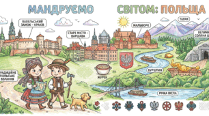 Навчальна розмальовка «Мандруємо світом: Польща»