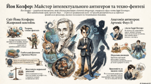 Інфографіка. (серія). «Йон Колфер: Майстер інтелектуального антигероя та техно-фентезі».