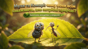 «Мухи та Комарі: чому вони всім заважають, але потрібні природі?»