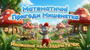 Складання за схемою добутків з першим множником 5. Розв’язування задач. Визначення часу за годинником