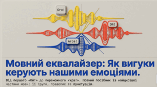 Мовний еквалайзер: Як вигуки керують нашими емоціями (Вигук як особлива частина мови. Групи вигуків за значенням. Дефіс у вигуках. Кома та знак оклику в реченнях із вигуками)