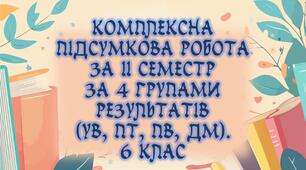 Комплексна підсумкова контрольна робота для 6 класу за 4 групами результатів (УВ, ПТ, ПВ, ДМ) за ІІ семестр, з відповідями