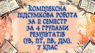 Комплексна підсумкова контрольна робота для 7 класу за 4 групами результатів (УВ, ПТ, ПВ, ДМ) за ІІ семестр, з відповідями
