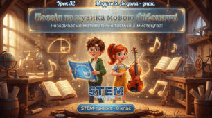 6 клас STEM Урок 32  Презентація до уроку Проєкт "Поезія та музика мовою  Фібоначчі" + Робочий аркуш + Тестові завдання + Шаблон для Фіб-вірша (3 варіанта дизайну)