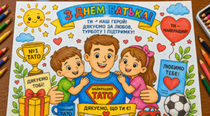 Велика тематична розмальовка «Найкращий тато» до Дня батька