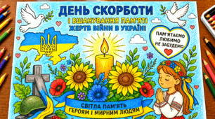 Велика тематична розмальовка «Світла пам’ять» до Дня скорботи і вшанування пам’яті жертв війни в Україні