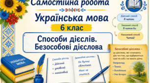 СР № 8. УМ. 6 клас. Інтелект. Способи дієслів. Безособові дієслова.