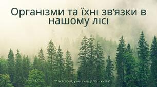 Презентація на тему : "Організми та їхні зв'язки в нашому лісі".