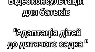 Відеоконсультація для батьків дітей дошкільного віку.  Тема: «Адаптація дитини до дитячого садочка».