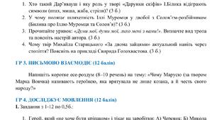 8 клас (НУШ). Комплексна підсумкова робота з української літератури за 2025-2026н.р. (4 варіанти)