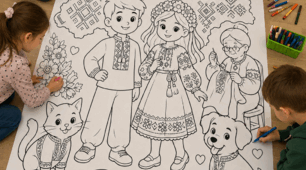 🎨 Велика розмальовка до Дня вишиванки на 1, 4, 9, 16, 25 аркушів