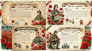 Набір патріотичних шаблонів «Лист подяки захисникам» (6 унікальних дизайнів)