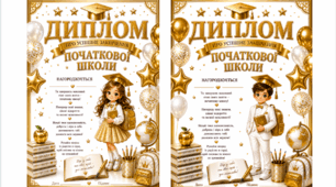 ✨Диплом про закінчення початкової школи (для хлопчика та дівчинки) 🎓✨