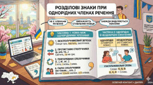  КОМА МІЖ ОДНОРІДНИМИ ЧЛЕНАМИ РЕЧЕННЯ. ОДНОРІДНІ Й НЕОДНОРІДНІ ОЗНАЧЕННЯ